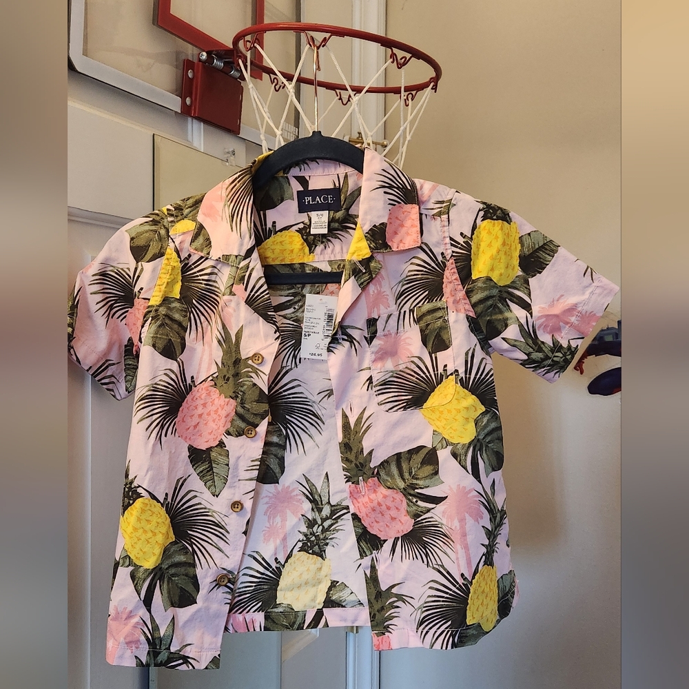 BOYS NWT THE CHILDREN'S PLACE short sleeve button up size 5/6